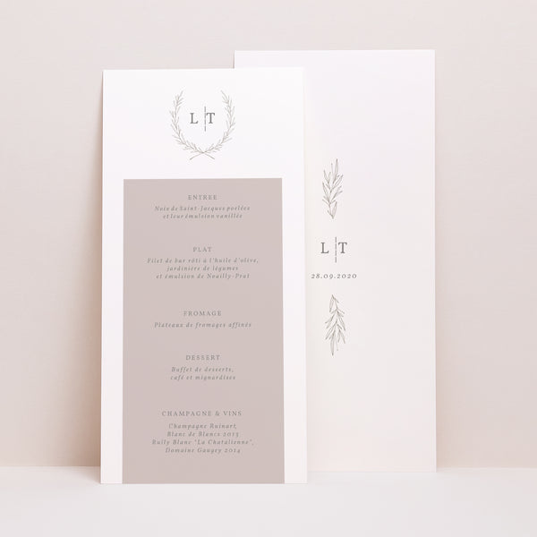 Menu Mariage Panoramique portrait Kinfolk floral photo