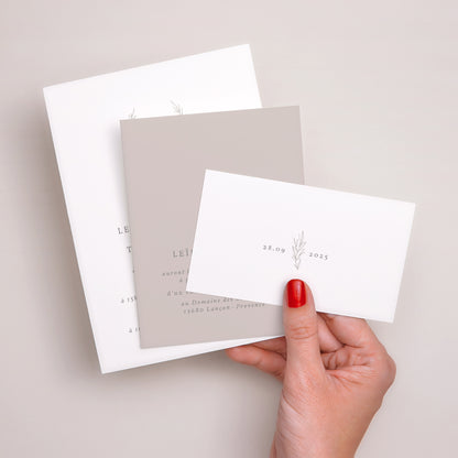 Faire-part Mariage 3 cartes, ruban Kinfolk floral photo N° 3