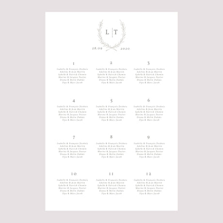 Plan de table Mariage Portrait 60 x 90 cm Kinfolk floral