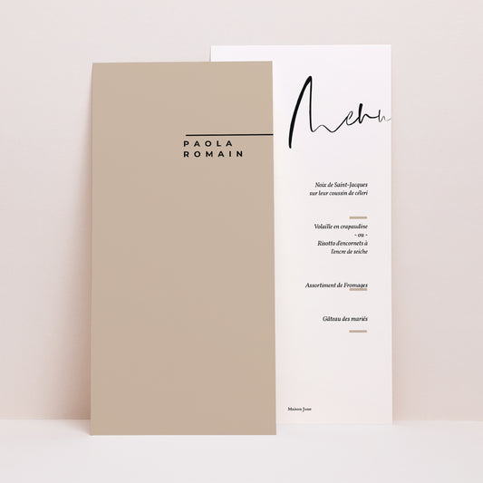Menu Mariage Panoramique portrait Typo Manuscrite photo