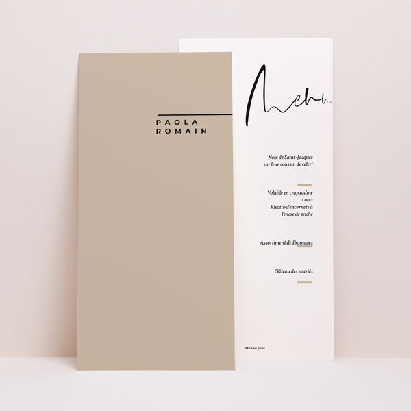 Menu Mariage Panoramique portrait Typo Manuscrite photo