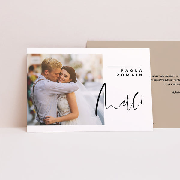 Remerciements Mariage Paysage Typo Manuscrite photo