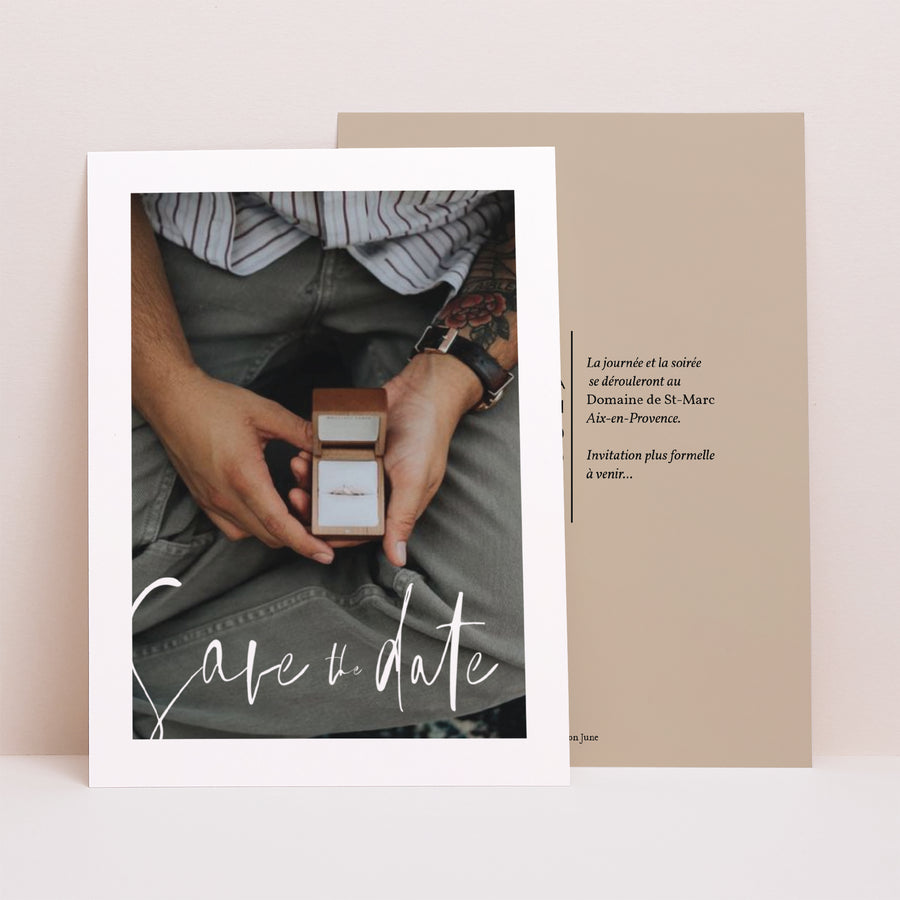 Save the date Mariage Portrait Typo Manuscrite photo