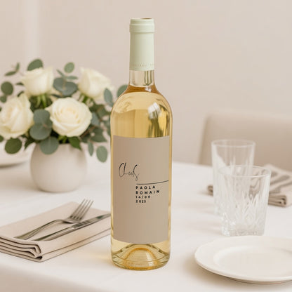 Etiquette bouteille Mariage Portrait Typo Manuscrite photo N° 2