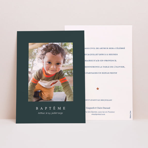 Faire-part Baptême Portrait Petit navire photo