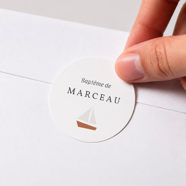 Sticker Baptême Rond Moussaillon photo