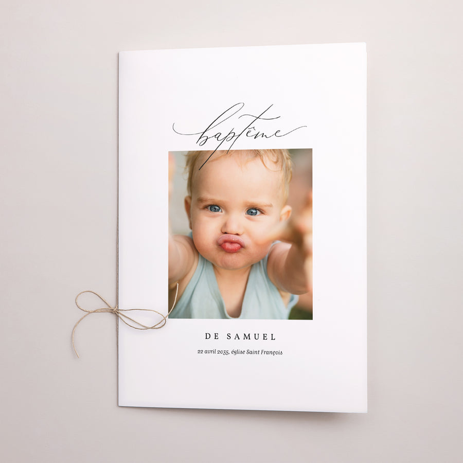 Livret de messe Baptême Double volet Epure bleue photo