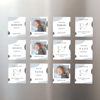 Remerciements Baptême Lot de 12, magnétique Artsy-Craftsy photo N° 1