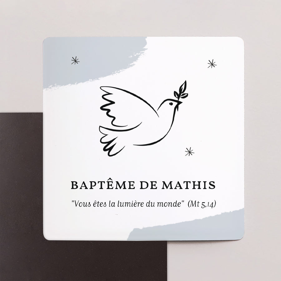 Remerciements Baptême Lot de 9, magnétique Sainte Colombe photo