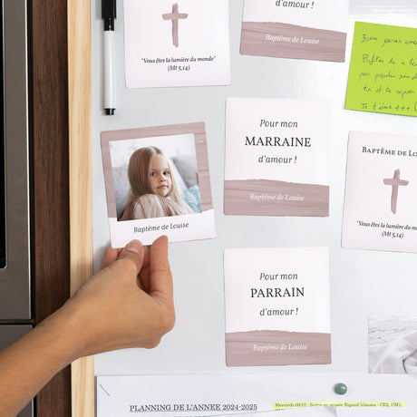 Remerciements Baptême Lot de 12, magnétique Pinceau Rose