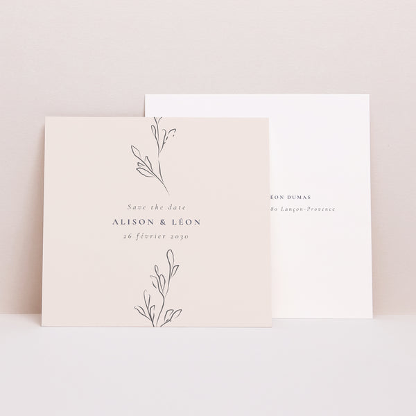 Save the date Mariage Carré Inspiration Kinfolk photo