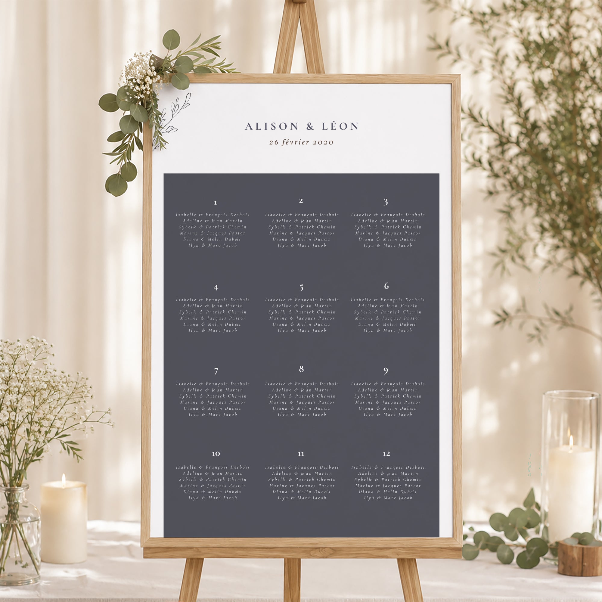 Plan de table Mariage Portrait 60 x 90 cm Inspiration Kinfolk photo N° 1