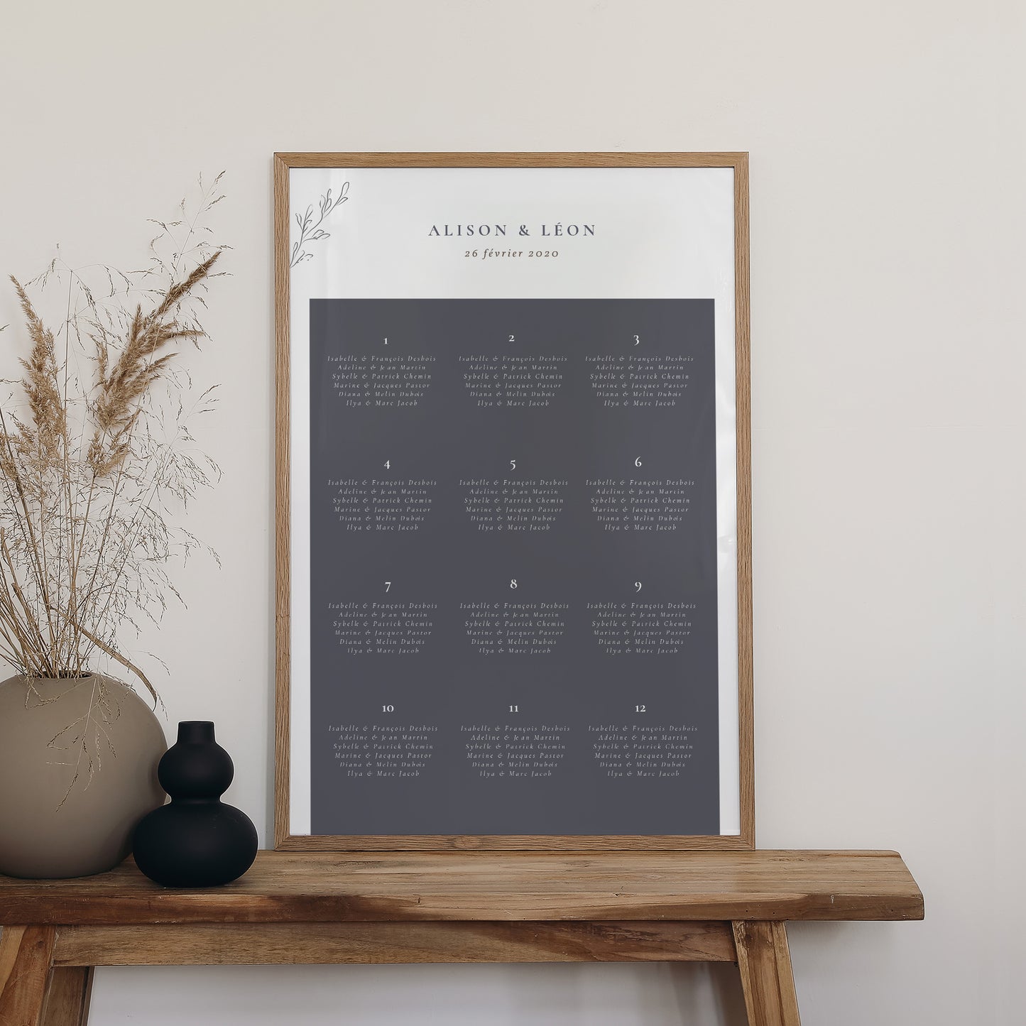 Plan de table Mariage Portrait 60 x 90 cm Inspiration Kinfolk photo N° 2