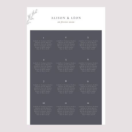 Plan de table Mariage Portrait 60 x 90 cm Inspiration Kinfolk