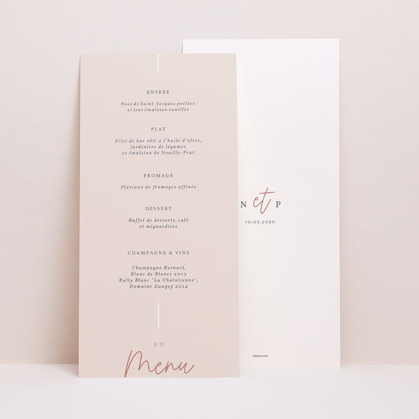 Menu Mariage Panoramique portrait Esprit bohème photo