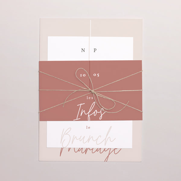 Faire-part Mariage 3 cartes, ruban Esprit bohème photo