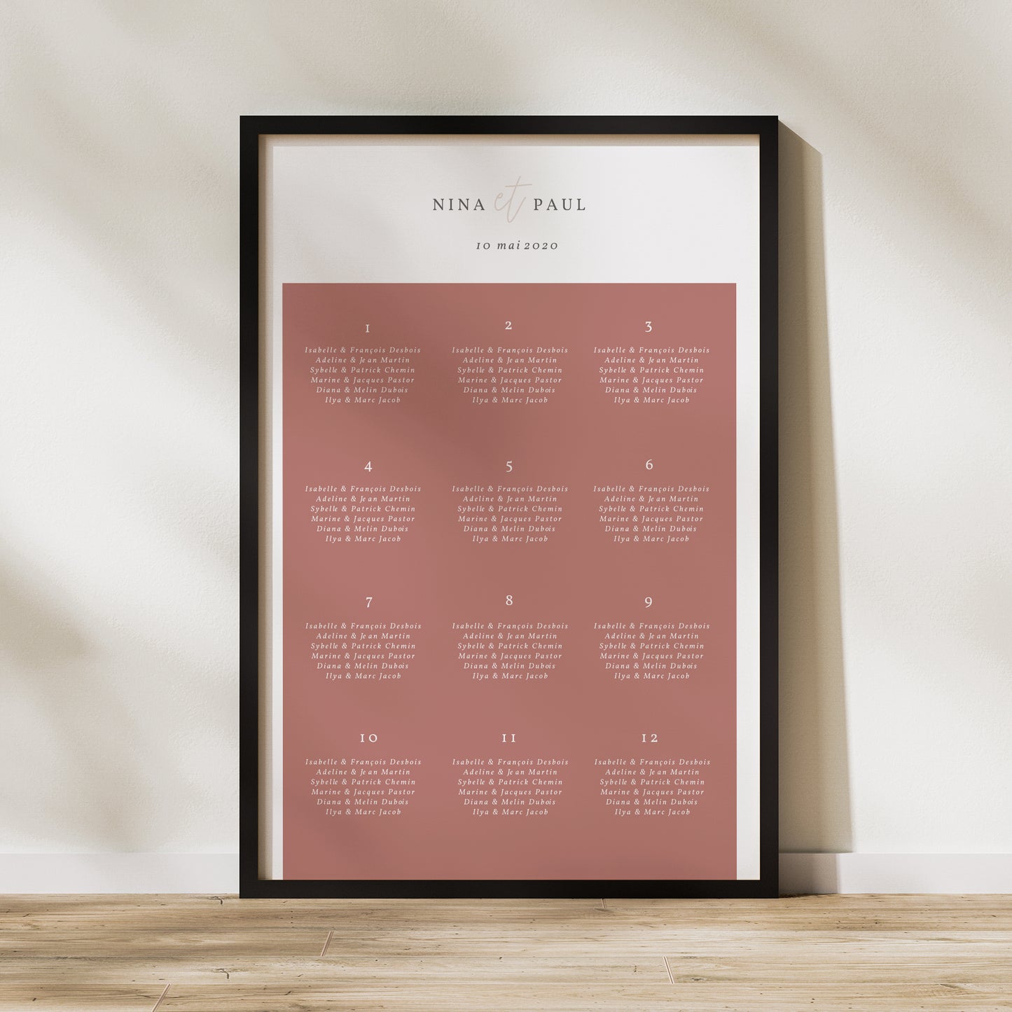 Plan de table Mariage Portrait 60 x 90 cm Esprit bohème photo N° 1