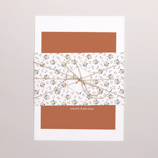 Faire-part Mariage 3 cartes, ruban Liberty Love photo