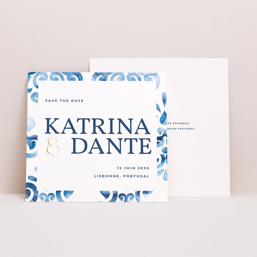 Save the date Mariage Carré Azulejos photo
