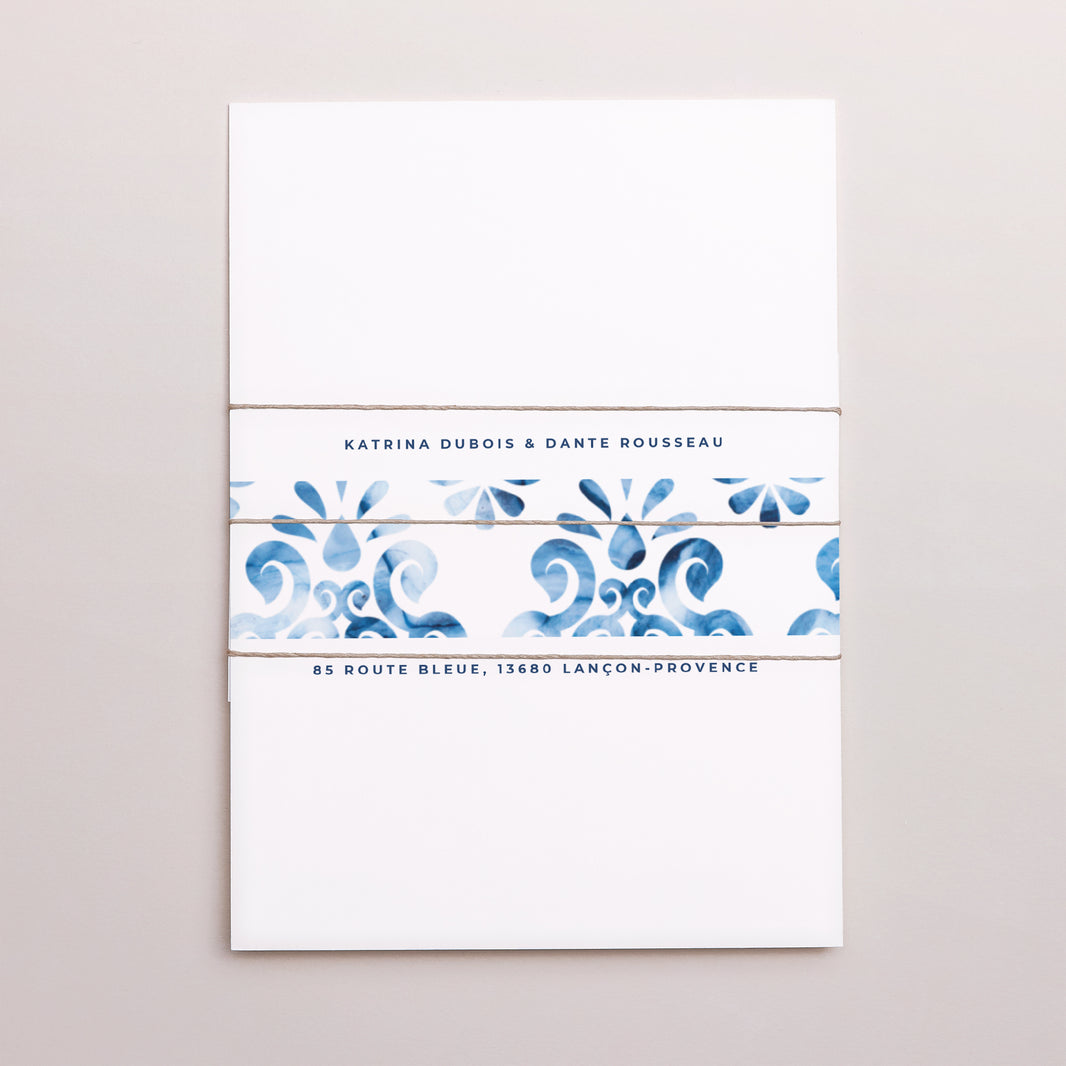 Faire-part Mariage 3 cartes, ruban Azulejos photo N° 4