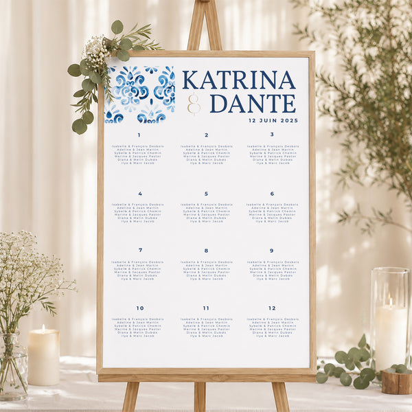 Plan de table Mariage Portrait 60 x 90 cm Azulejos photo