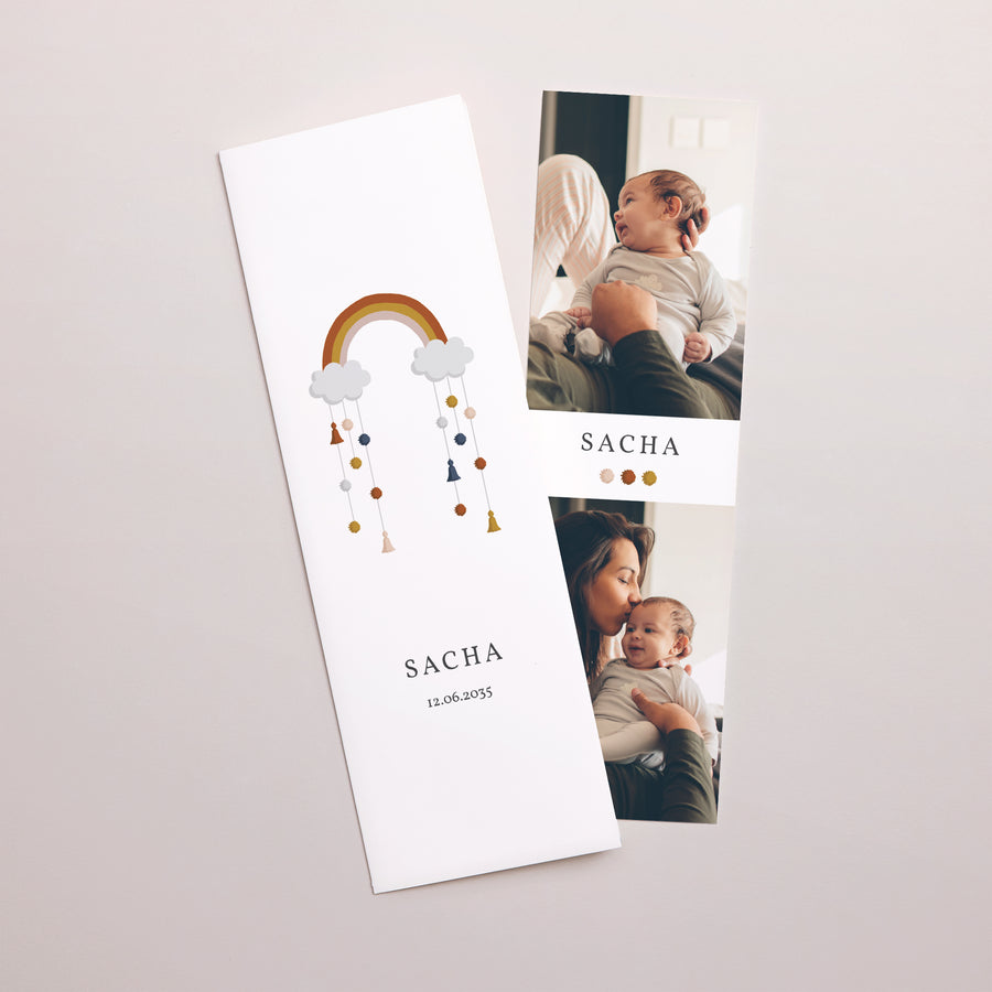 Faire-part Naissance Marque-page photo Arc en Ciel photo