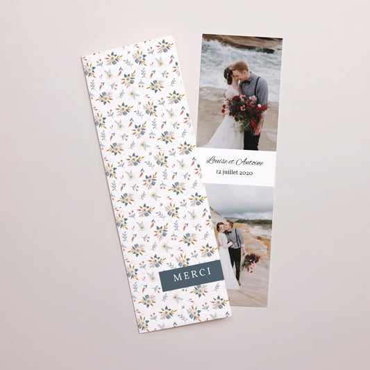 Remerciements Mariage Marque-page photo Milleflori photo
