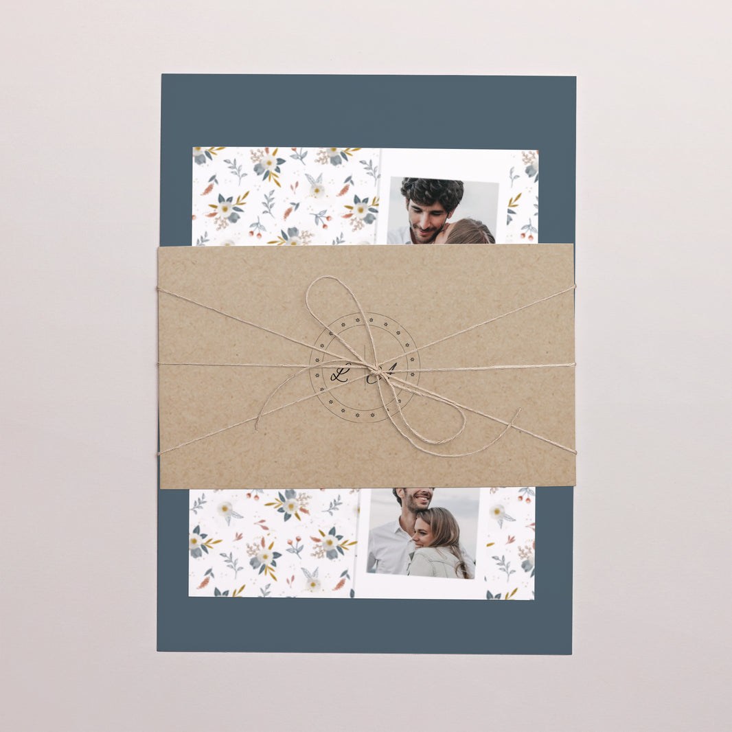 Faire-part Mariage 3 cartes, ruban Milleflori photo N° 1