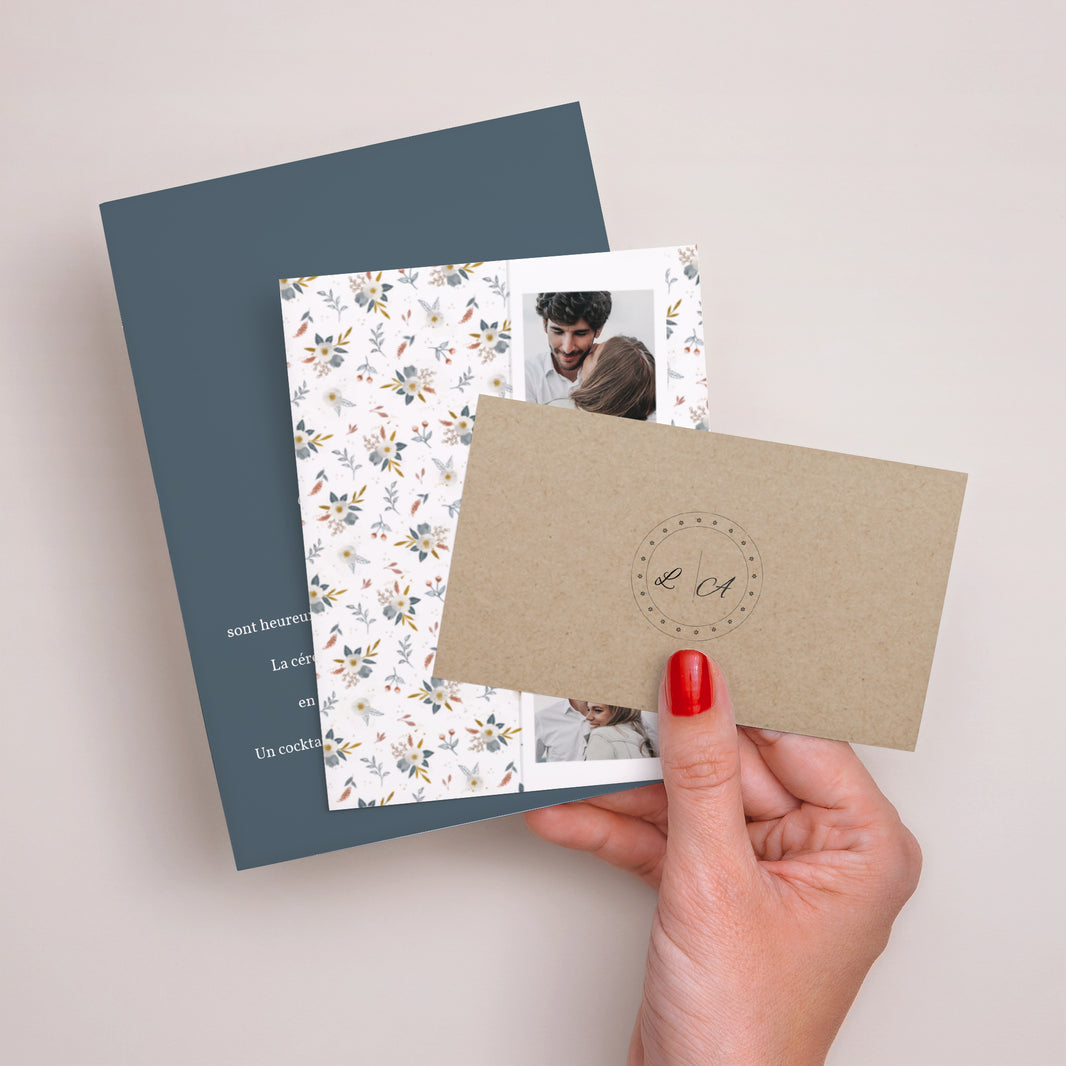 Faire-part Mariage 3 cartes, ruban Milleflori photo N° 3