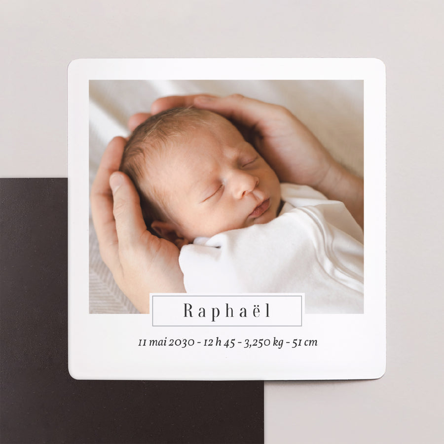 Faire-part Naissance Lot de 9, magnétique Mini format photo