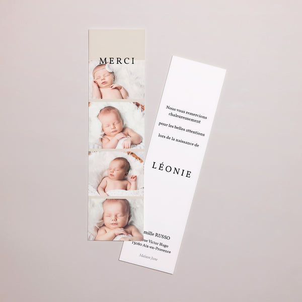 Remerciements Naissance Marque-page Exclusivité photo