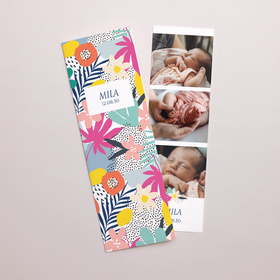 Faire-part Naissance Marque-page photo Tropicana photo