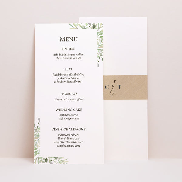 Menu Mariage Panoramique portrait Cadre Feuillage photo