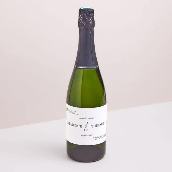 Etiquette bouteille Mariage Paysage Cadre Feuillage photo