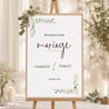 Panneau bienvenue Mariage Portrait 60 x 90 cm Cadre Feuillage photo N° 1