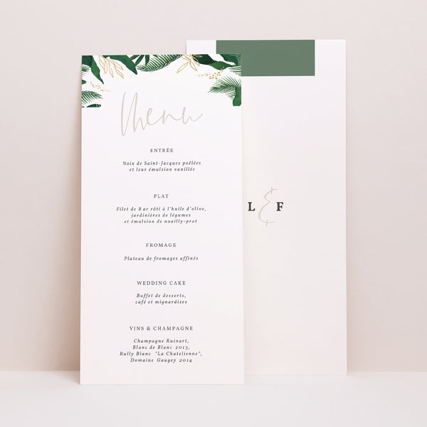 Menu Mariage Panoramique portrait Jardin Tropical photo