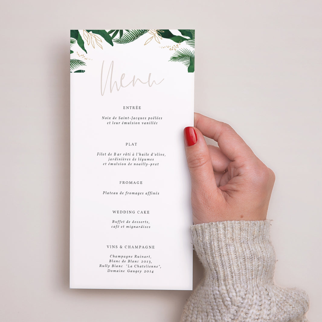 Menu Mariage Panoramique portrait Jardin Tropical photo N° 2