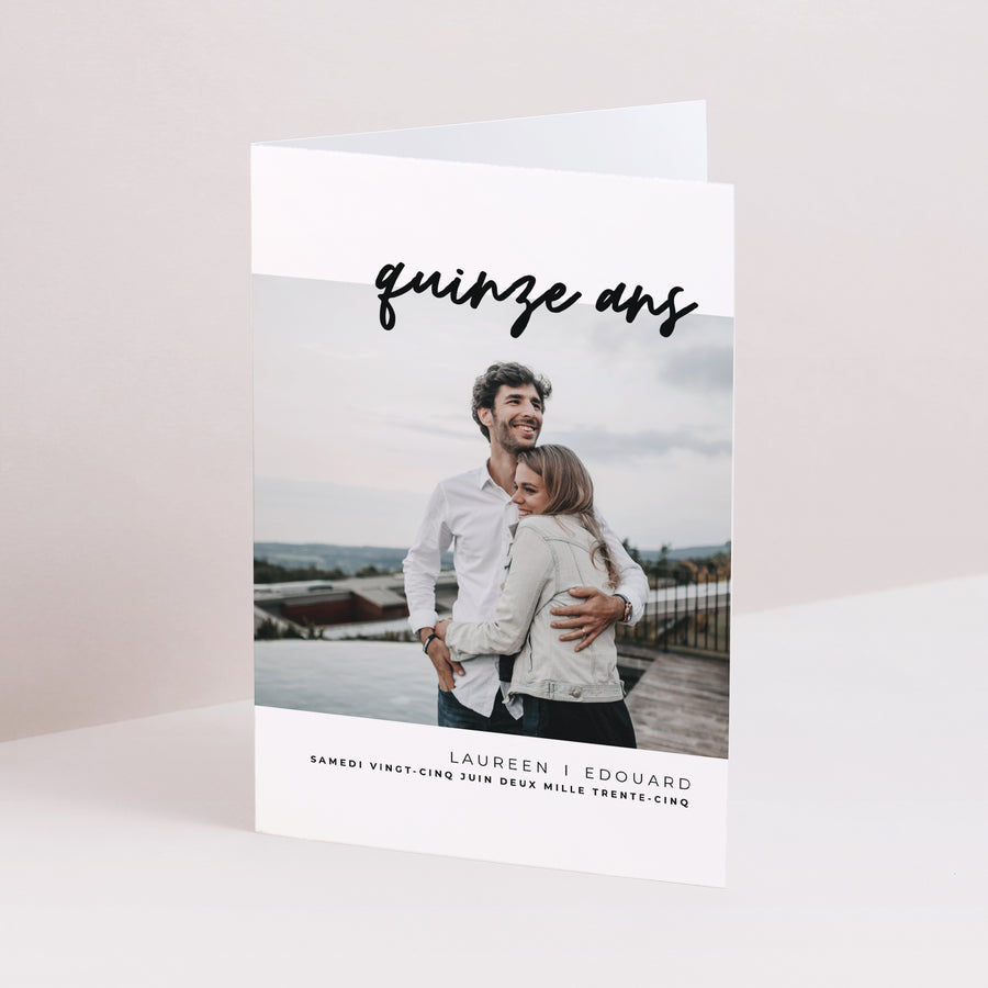 Invitations Anniversaire de mariage Double volet portrait Noces de Cristal photo