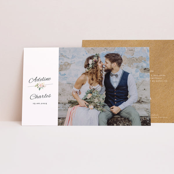 Remerciements Mariage Paysage Romantique Kraft photo
