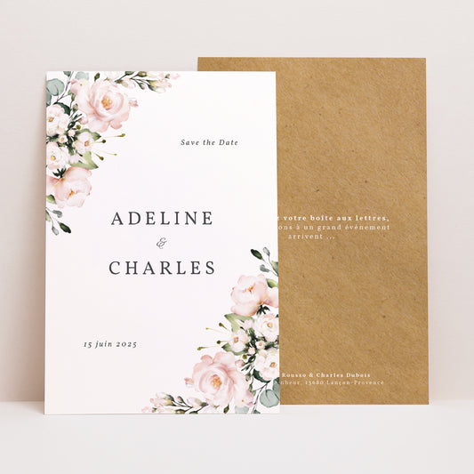 Save the date Mariage Portrait Romantique Kraft photo