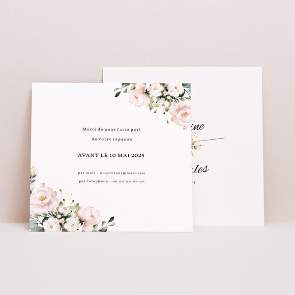Carton réponse Mariage Carré Romantique Kraft photo