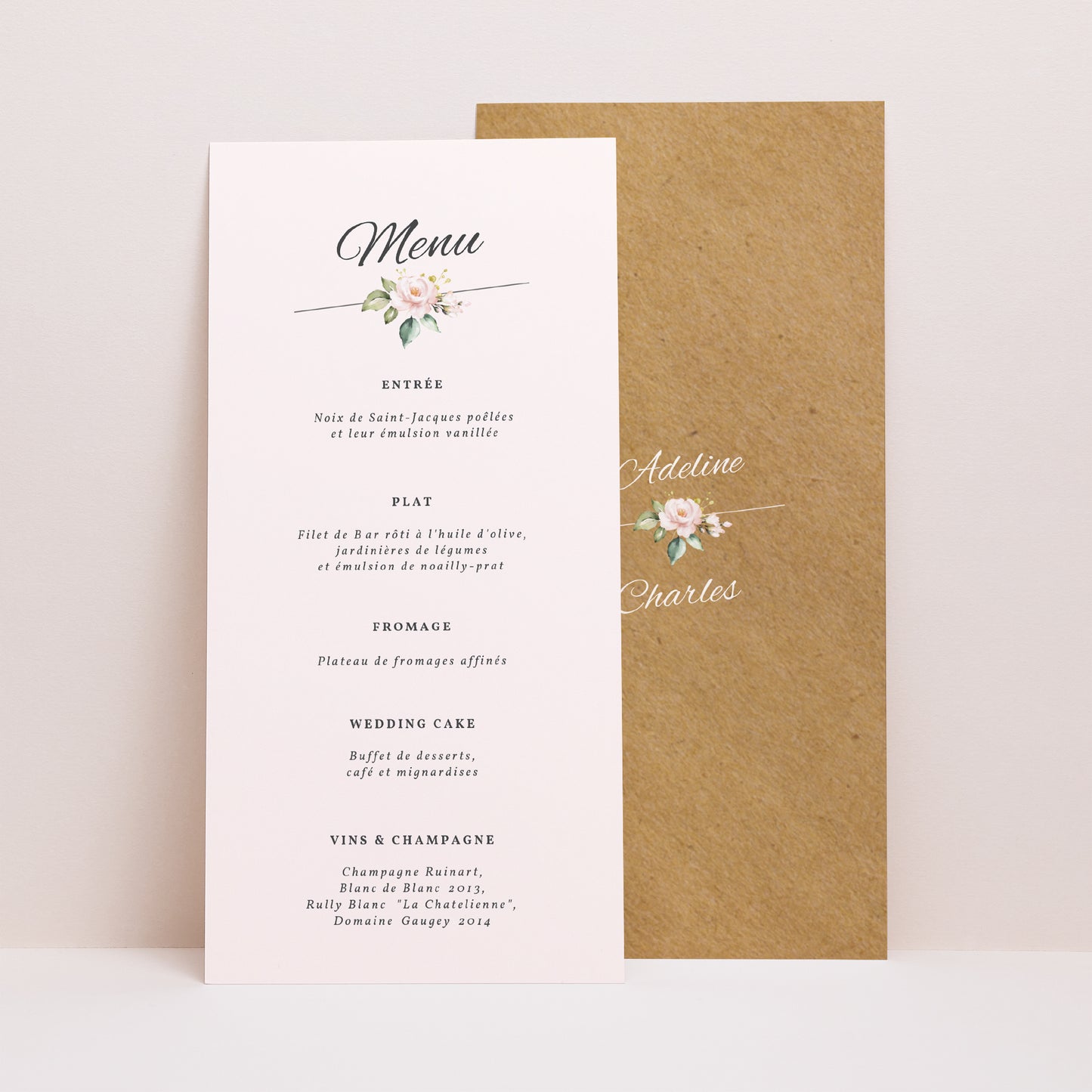 Menu Mariage Panoramique portrait Romantique Kraft photo N° 1