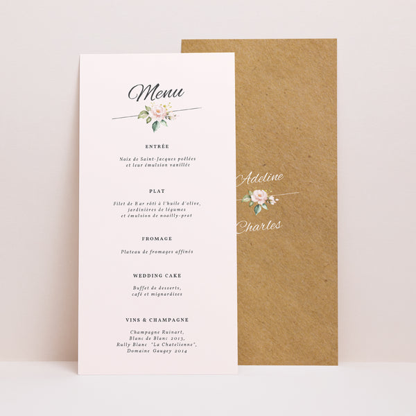 Menu Mariage Panoramique portrait Romantique Kraft photo