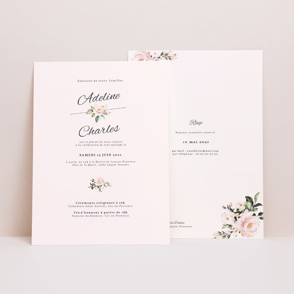 Faire-part Mariage Portrait Romantique Kraft photo