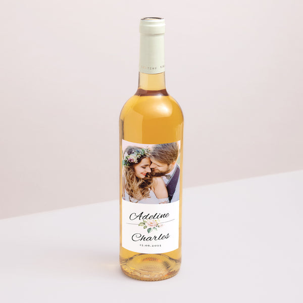 Etiquette bouteille Mariage Portrait Romantique Kraft photo