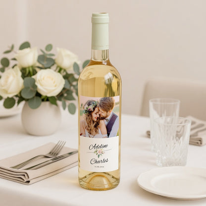 Etiquette bouteille Mariage Portrait Romantique Kraft photo N° 2