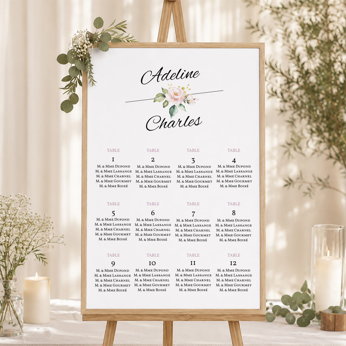Plan de table Mariage Portrait Romantique Kraft photo N° 1