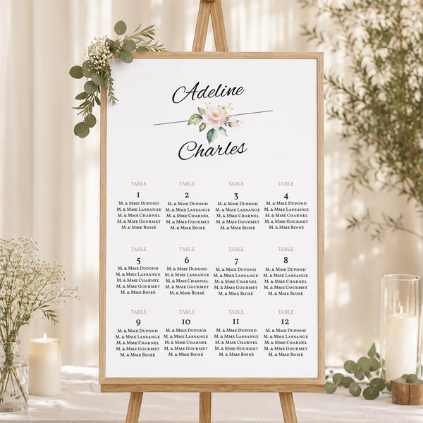 Plan de table Mariage Portrait Romantique Kraft photo