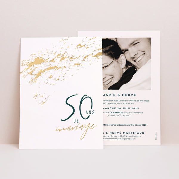 Invitations Anniversaire de mariage Portrait 50 ans d'amour photo