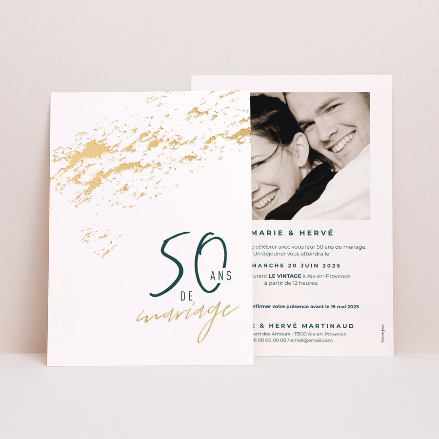 Invitations Anniversaire de mariage Portrait 50 ans d'amour photo